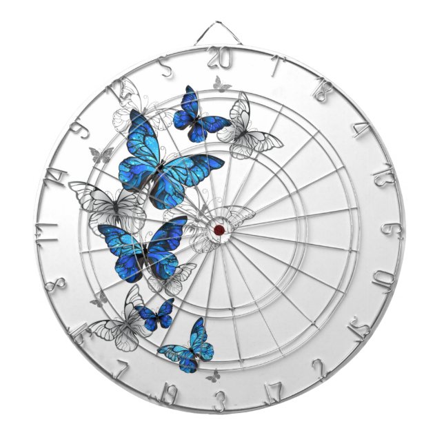 Blue Flying Butterflies Morpho Dart Board (Front)