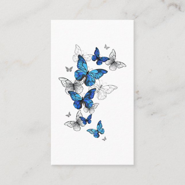 Blue Flying Butterflies Morpho Discount Card (Front)