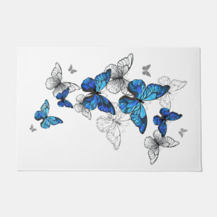 Blue Flying Butterflies Morpho Doormat