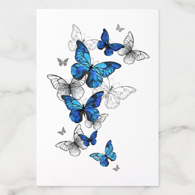 Blue Flying Butterflies Morpho Envelope Liner (Design)