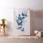 Blue Flying Butterflies Morpho Fabric
