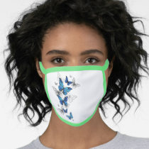 Blue Flying Butterflies Morpho Face Mask