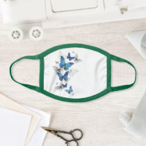Blue Flying Butterflies Morpho Face Mask