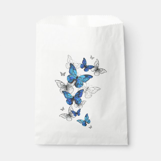 Blue Flying Butterflies Morpho Favor Bag (Front)
