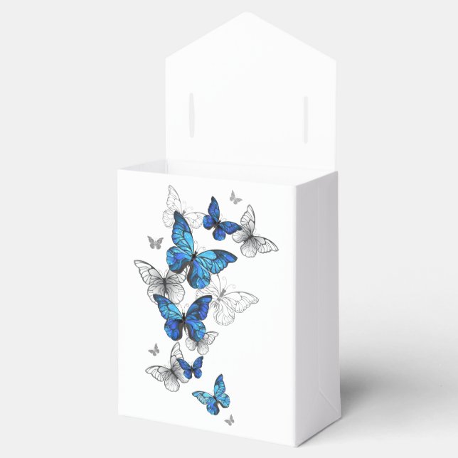 Blue Flying Butterflies Morpho Favor Boxes (Opened)