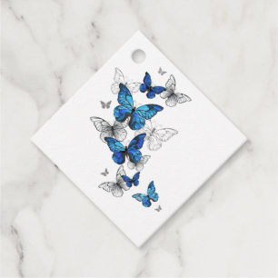 Blue Flying Butterflies Morpho Favor Tags