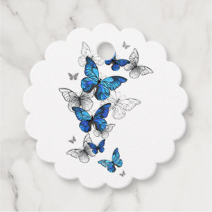 Blue Flying Butterflies Morpho Favor Tags