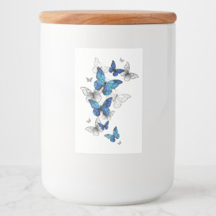 Blue Flying Butterflies Morpho Food Label