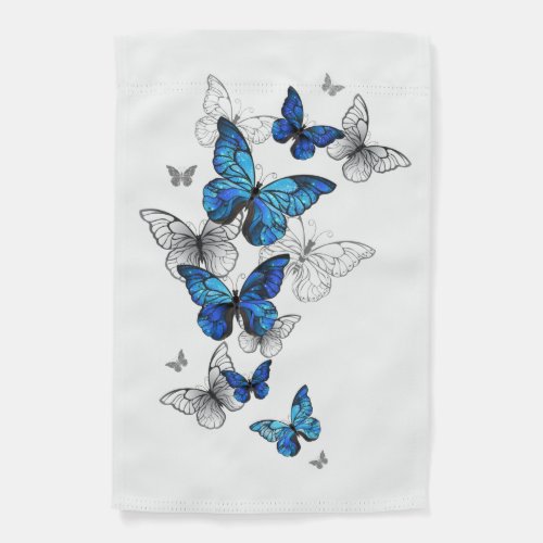 Blue Flying Butterflies Morpho Garden Flag