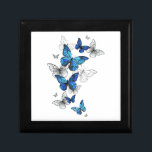 Blue Flying Butterflies Morpho Gift Box<br><div class="desc">Flying Blue Butterflies morpho and white butterflies on a light abstract background. Morpho. Design with blue butterflies morpho.</div>