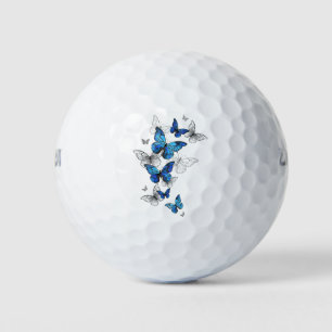 Blue Flying Butterflies Morpho Golf Balls