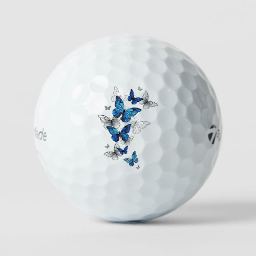 Blue Flying Butterflies Morpho Golf Balls