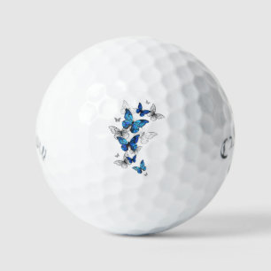 Blue Flying Butterflies Morpho Golf Balls