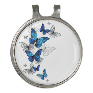 Blue Flying Butterflies Morpho Golf Hat Clip