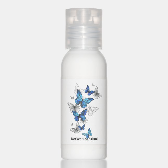 Blue Flying Butterflies Morpho Hand Lotion (Front)