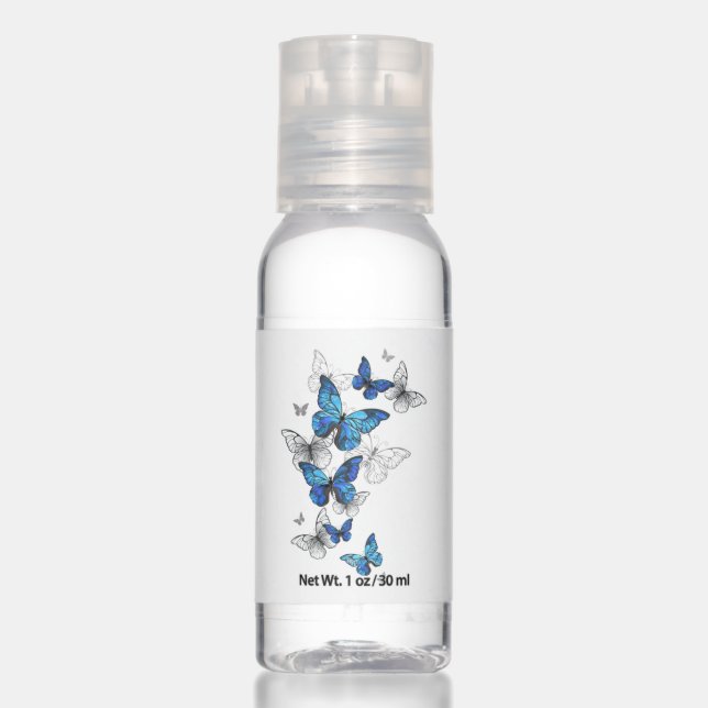 Blue Flying Butterflies Morpho Hand Sanitizer (Front)