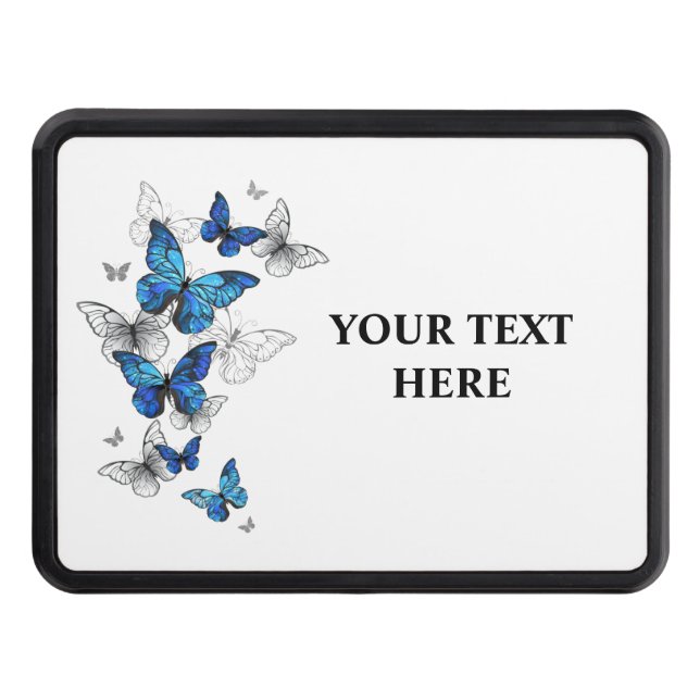Blue Flying Butterflies Morpho Hitch Cover (Front)