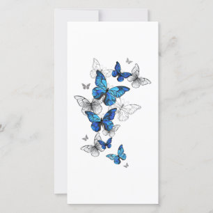 Blue Flying Butterflies Morpho Holiday Card