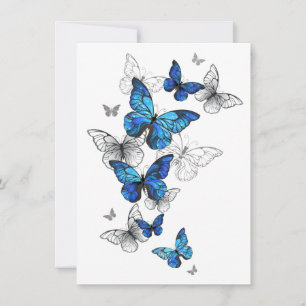 Blue Flying Butterflies Morpho Holiday Card