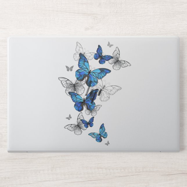 Blue Flying Butterflies Morpho HP Laptop Skin (Front)