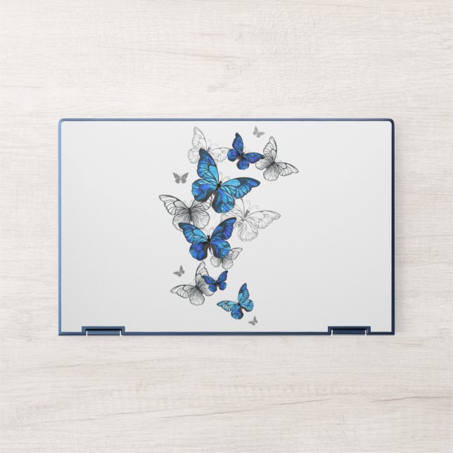 Blue Flying Butterflies Morpho HP Laptop Skin (Front)
