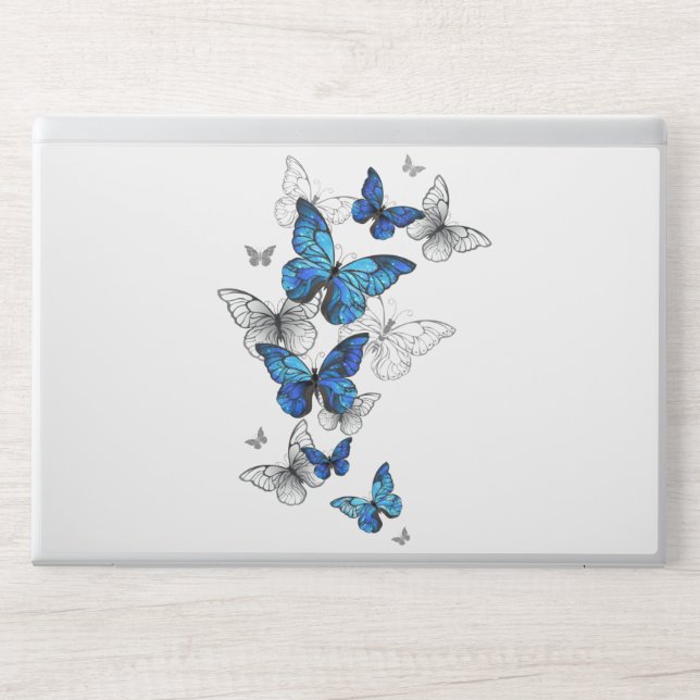 Blue Flying Butterflies Morpho HP Laptop Skin (Front)