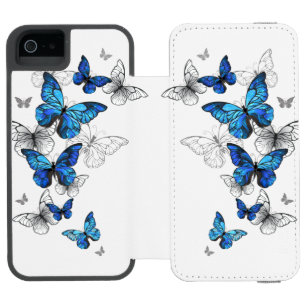 Blue Flying Butterflies Morpho iPhone SE/5/5s Wallet Case