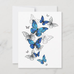 Blue Flying Butterflies Morpho Invitation