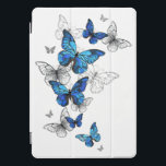 Blue Flying Butterflies Morpho iPad Pro Cover<br><div class="desc">Flying Blue Butterflies morpho and white butterflies on a light abstract background. Morpho. Design with blue butterflies morpho.</div>