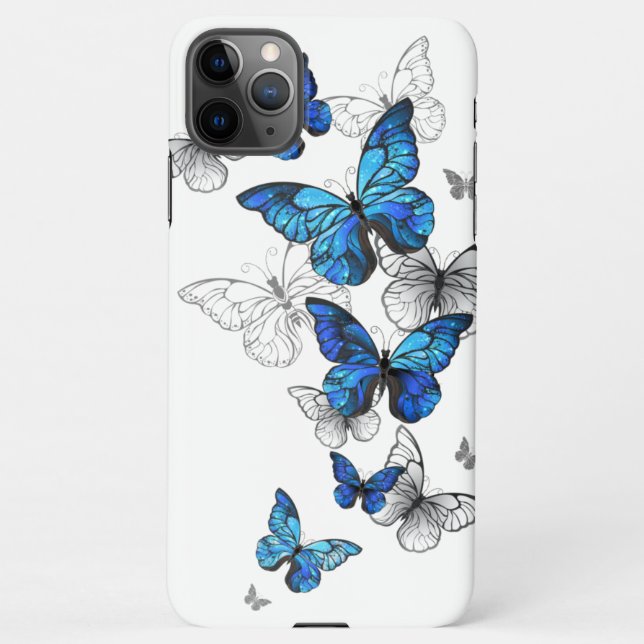 Blue Flying Butterflies Morpho iPhone Case (Back)
