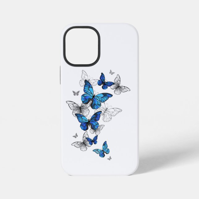 Blue Flying Butterflies Morpho Iphone Case (Back)