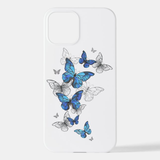 Blue Flying Butterflies Morpho iPhone Case (Back)