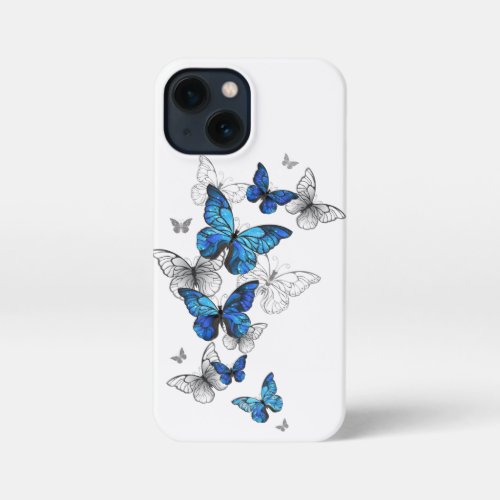 Blue Flying Butterflies Morpho iPhone 13 Mini Case