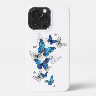 Blue Flying Butterflies Morpho iPhone 13 Pro Case