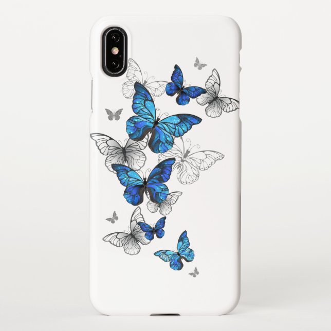 Blue Flying Butterflies Morpho iPhone Case (Back)
