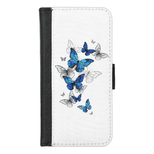 Blue Flying Butterflies Morpho iPhone 87 Wallet Case