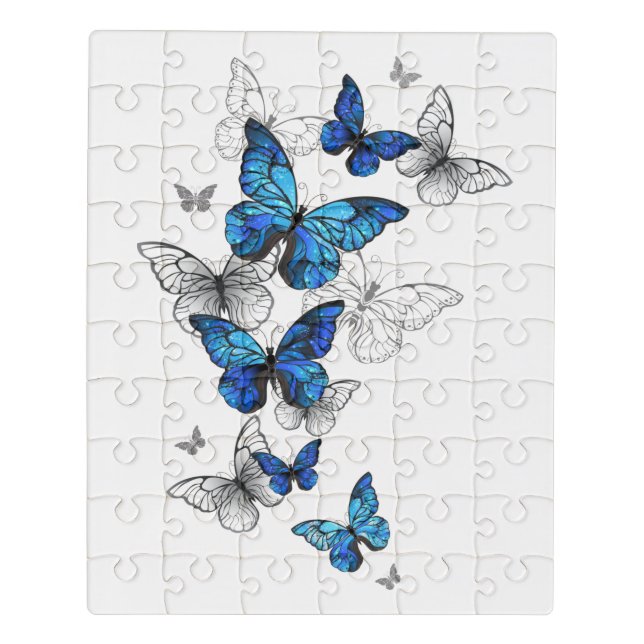 Blue Flying Butterflies Morpho Jigsaw Puzzle (Puzzle Vertical)