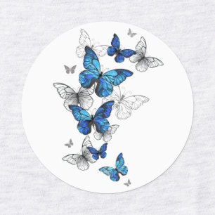 Blue Flying Butterflies Morpho Labels