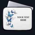 Blue Flying Butterflies Morpho Laptop Sleeve<br><div class="desc">Flying Blue Butterflies morpho and white butterflies on a light abstract background. Morpho. Design with blue butterflies morpho.</div>