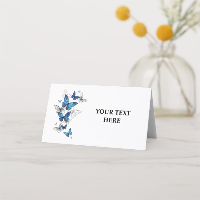 Blue Flying Butterflies Morpho Loyalty Card (Front)