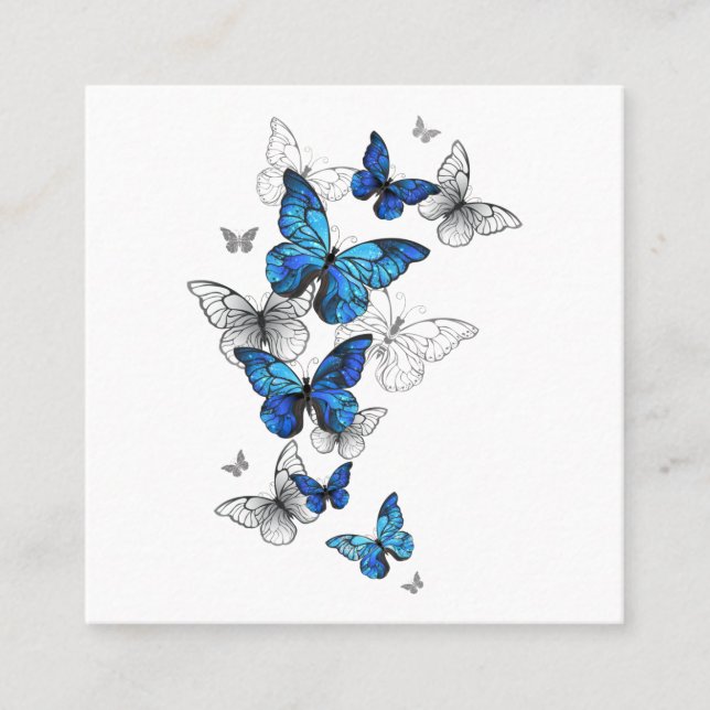 Blue Flying Butterflies Morpho Loyalty Card (Front)