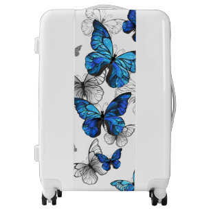 Blue Flying Butterflies Morpho Luggage
