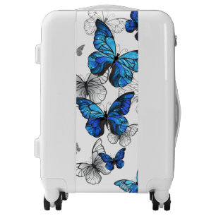 Blue Flying Butterflies Morpho Luggage