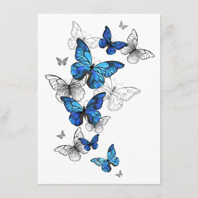Blue Flying Butterflies Morpho Menu (Front)