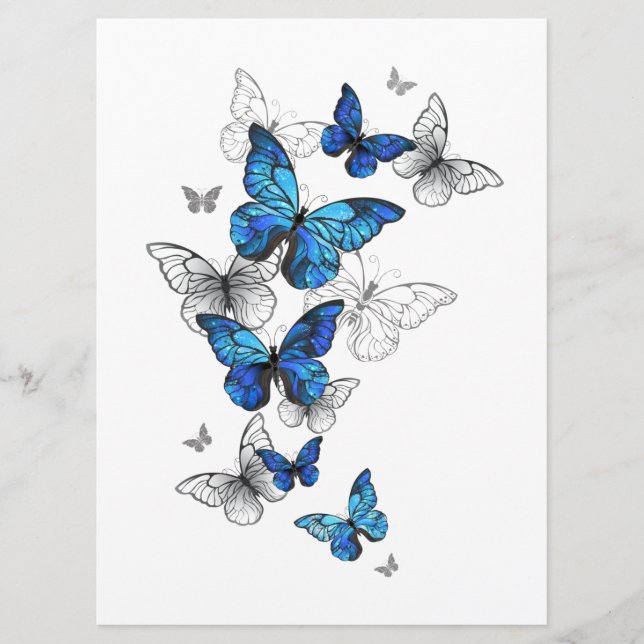 Blue Flying Butterflies Morpho Menu (Front)