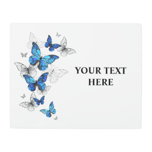 Blue Flying Butterflies Morpho Metal Print