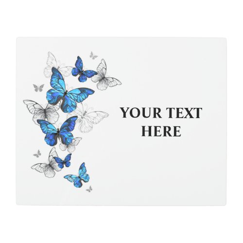 Blue Flying Butterflies Morpho Metal Print