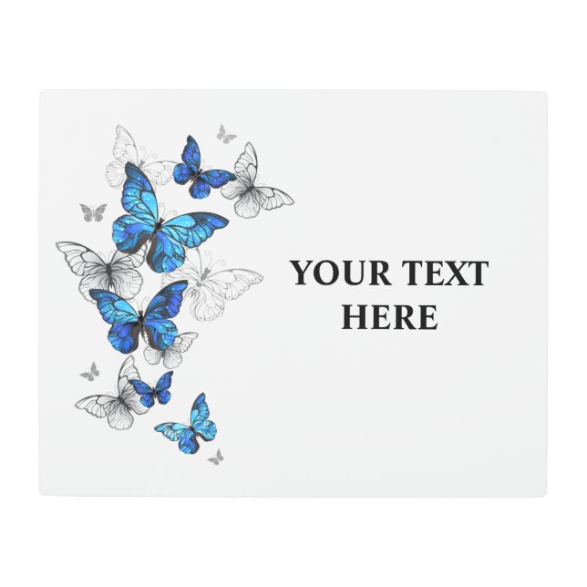 Blue Flying Butterflies Morpho Metal Print (Front)