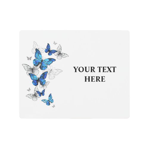 Blue Flying Butterflies Morpho Metal Print