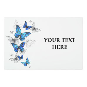 Blue Flying Butterflies Morpho Metal Print